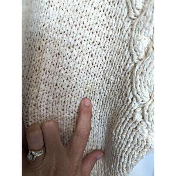 KAREN PERRY Silk Sweater Womens Size S Ivory Knit Oversize Tunic Neutral Heavy - Picture 8 of 9